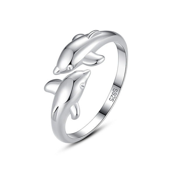 925 Sterling Silver Dolphin Opening Rings