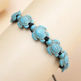 Turquoise Turtle Shape Beads Adjustable Braided Bracelet