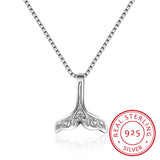 925 Sterling Silver Whale Tail Charm Necklace