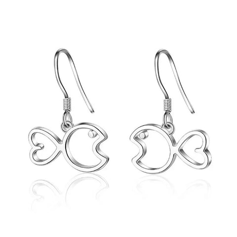 925 Sterling Silver Fish Earrings