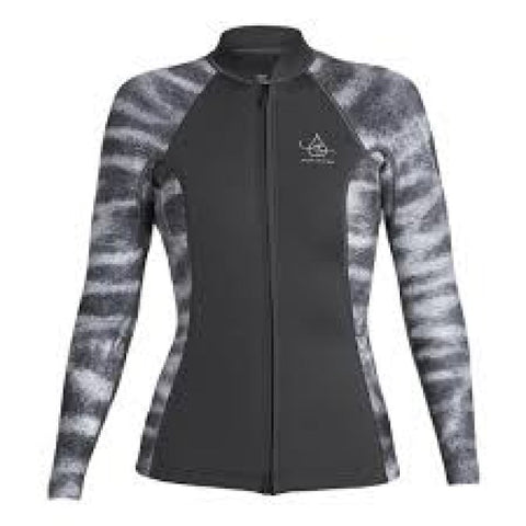 Xcel OR Axis Top L/S Front Zip 2mm - Tiger Shark and Water